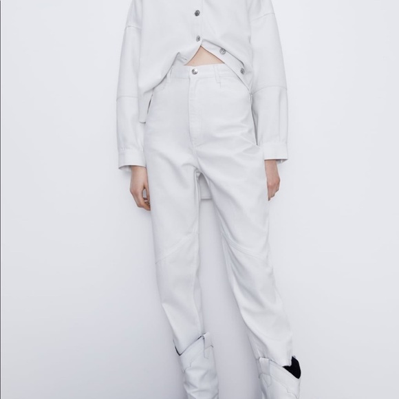 ZARA BNWT Waxed Effect Trouser Pants - Picture 1 of 7